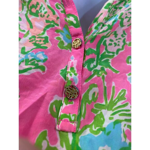 Lilly Pulitzer Elsa Silk Top, Roxie Pink Floral Long Sleeve Blouse Size Large - Picture 11 of 11